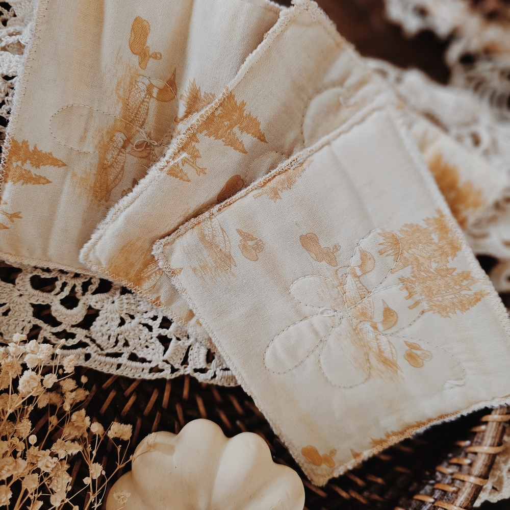 Handcrafted Brown Floral Fabric Coasters Set - Picture 4 of 5